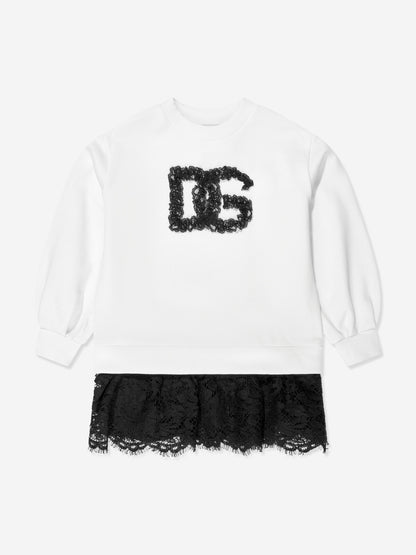 Dolce & Gabbana 女童白色徽标毛衣裙