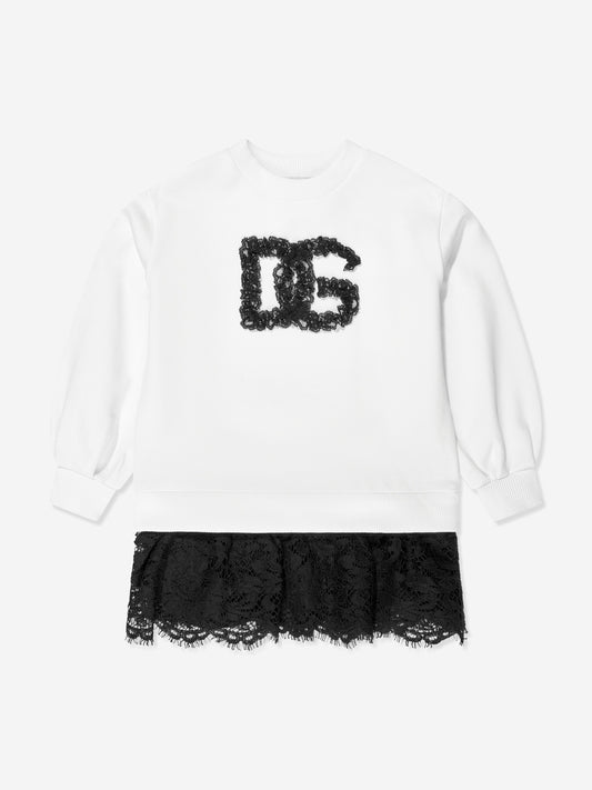 Dolce & Gabbana 女童白色徽标毛衣裙