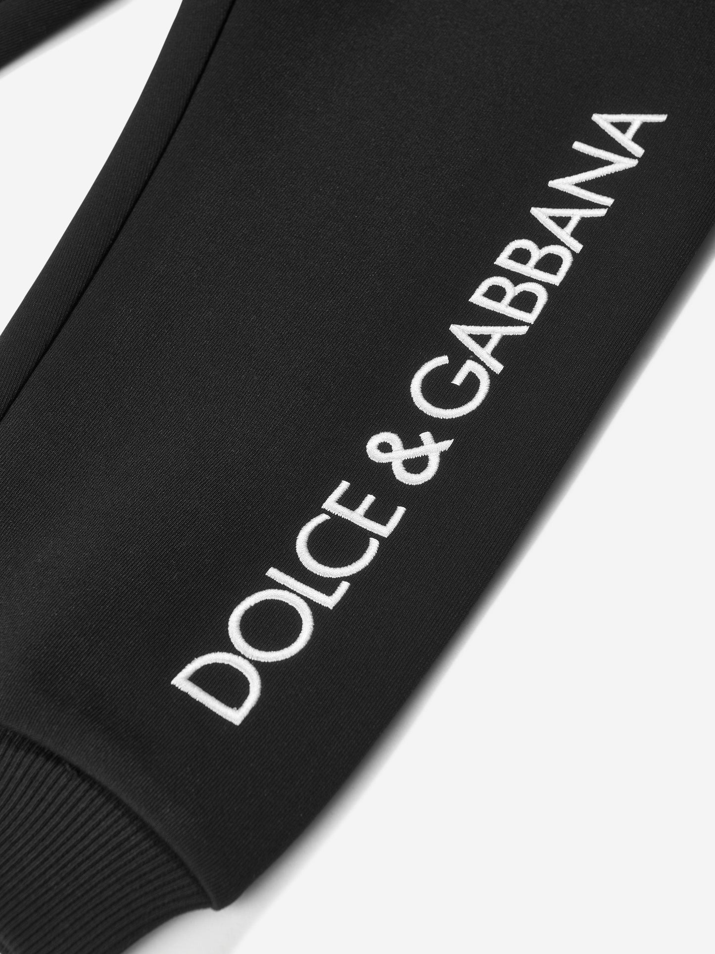 Dolce & Gabbana 女童黑色徽标慢跑裤