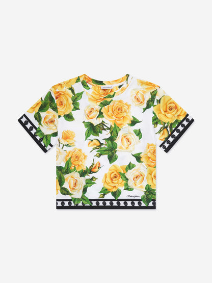 Dolce & Gabbana 女童玫瑰印花 T 恤（多色）