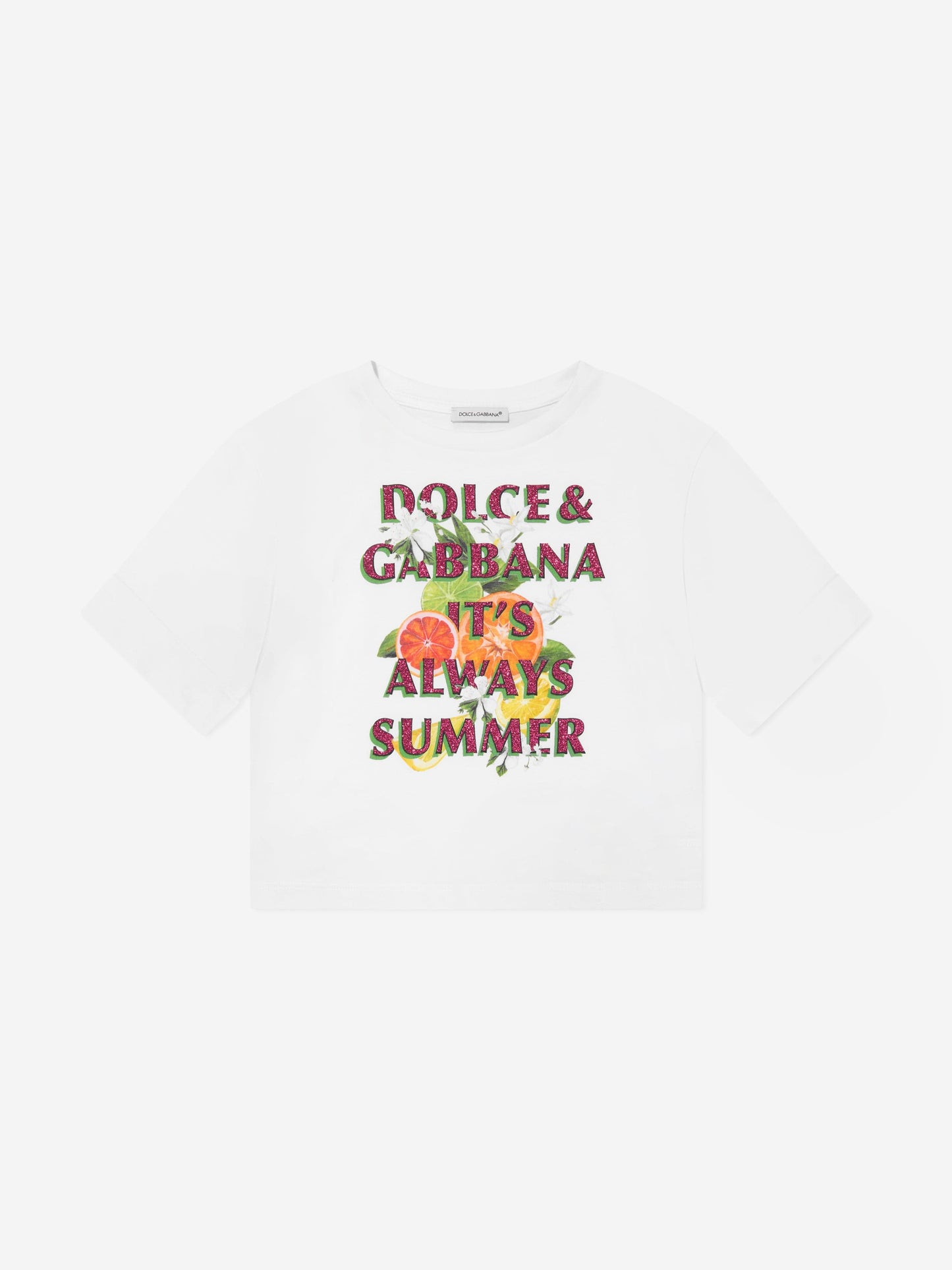 Dolce & Gabbana 女童“It's Always Summer”白色 T 恤