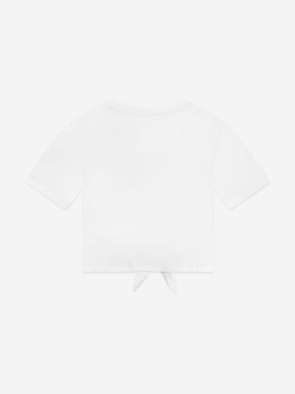 Dolce & Gabbana 女童白色徽标系带 T 恤