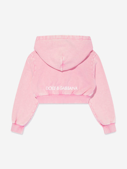 Dolce & Gabbana 女童粉色徽标拉链上衣