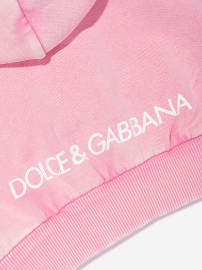 Dolce & Gabbana 女童粉色徽标拉链上衣