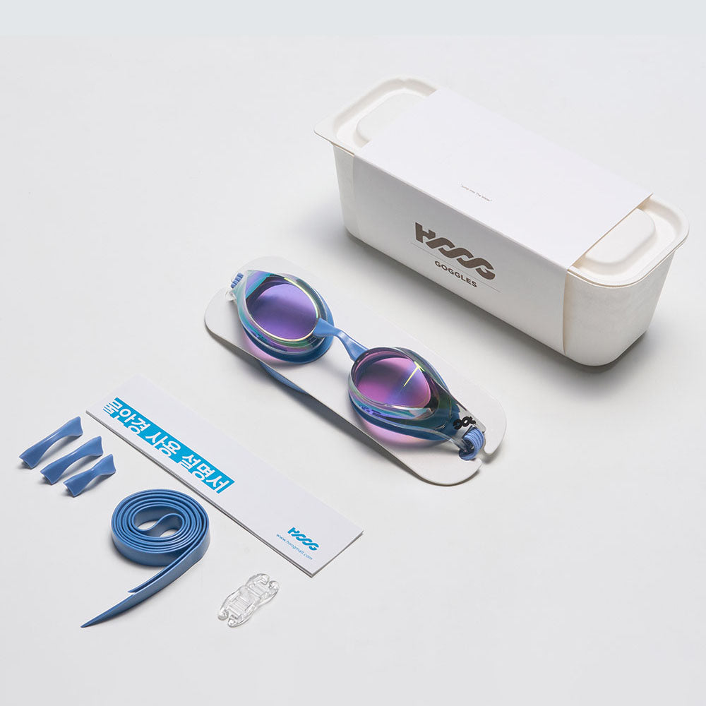 成人款蓝色有胶圈竞速泳镜(DALI_BKGN)