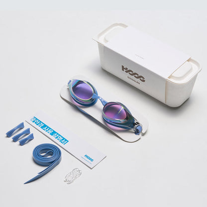 成人款蓝色有胶圈竞速泳镜(DALI_BKGN)