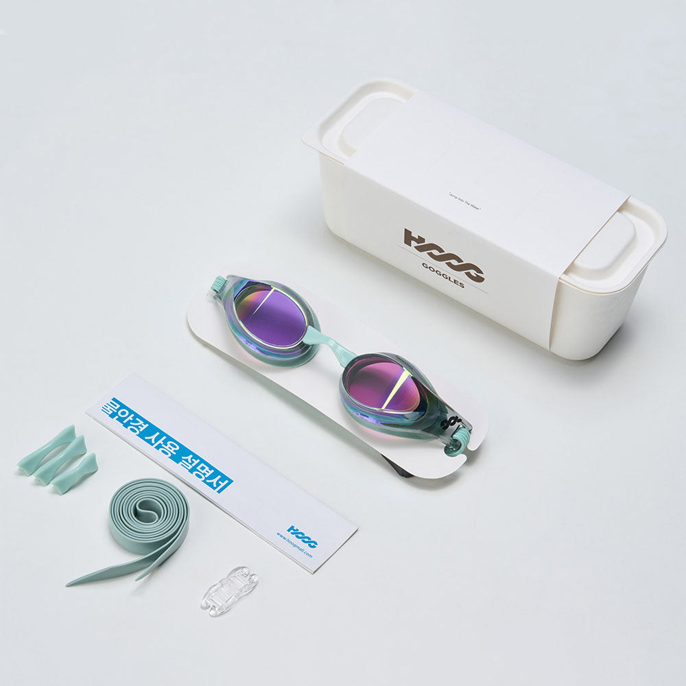 成人款绿色有胶圈竞速泳镜(DALI_BKOV)