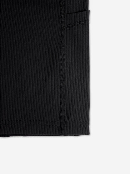 Danskin Girls Ribbed High Waist V Shape Waistband Shorts in Black