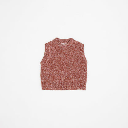儿童砖红色红色羊毛背心