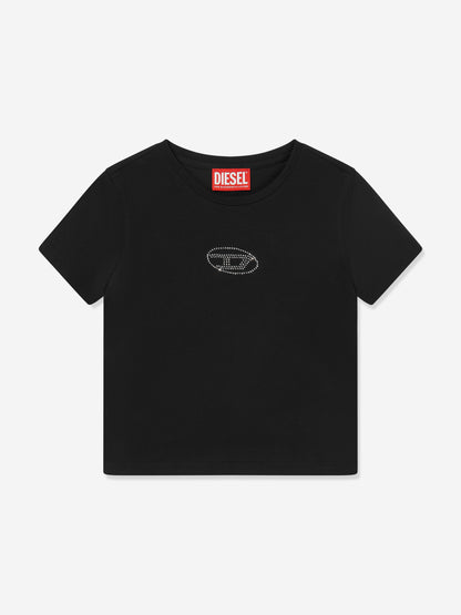 Diesel Girls 椭圆形 D 标志 T 恤（黑色）
