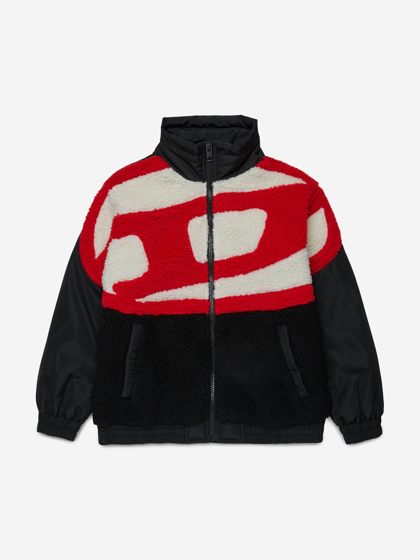 Diesel Kids 徽标拉链夹克（黑色）