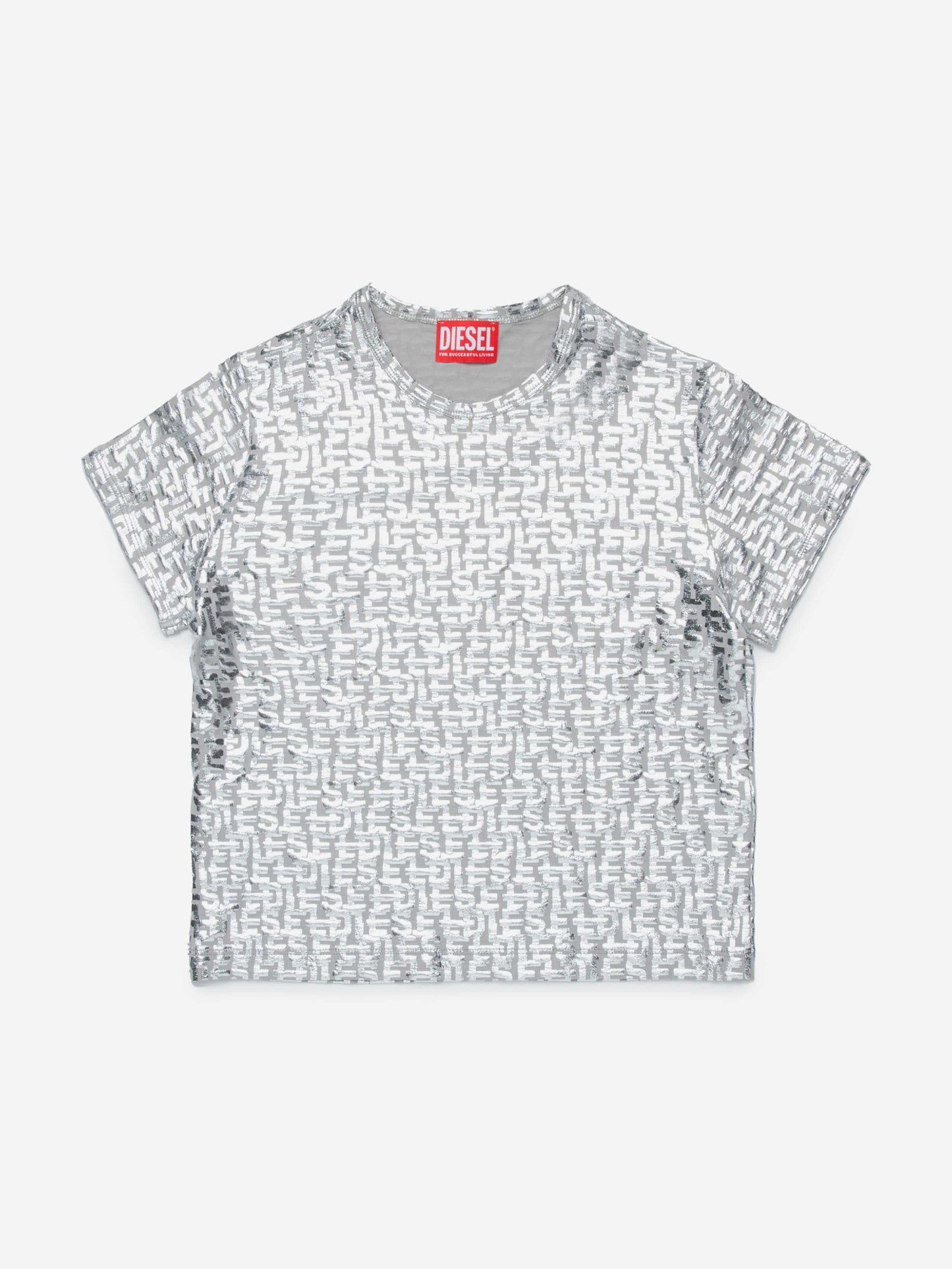 Diesel Girls 银色品牌 T 恤