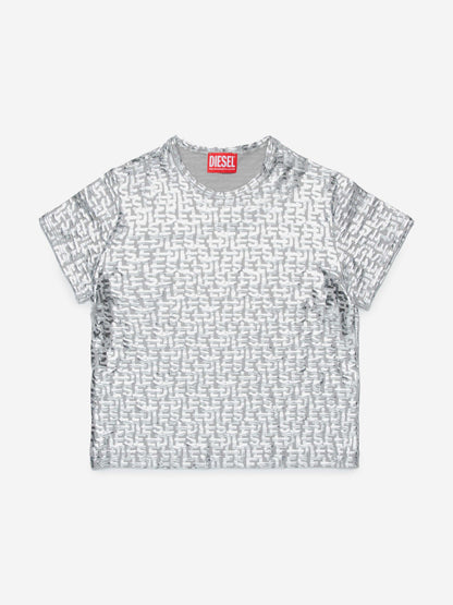 Diesel Girls 银色品牌 T 恤