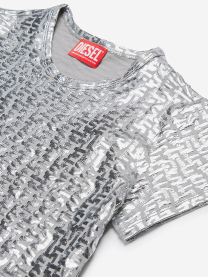 Diesel Girls 银色品牌 T 恤