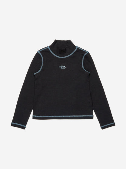 Diesel Girls 黑色高领徽标 T 恤