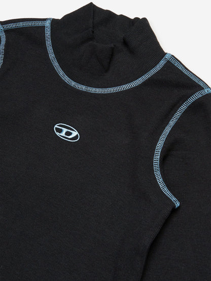 Diesel Girls 黑色高领徽标 T 恤