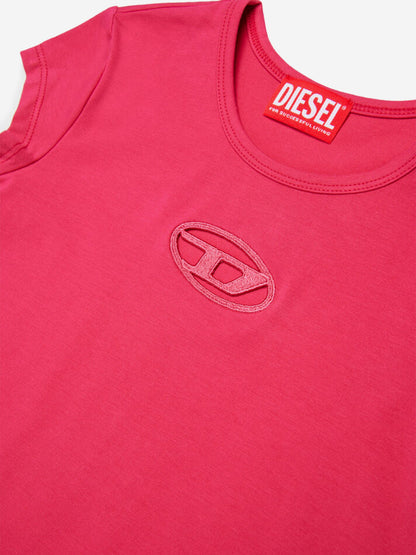 Girls Oval D T-Shirt Dress in Red