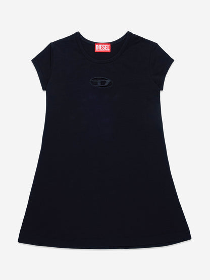 Girls Oval D T-Shirt Dress in Black