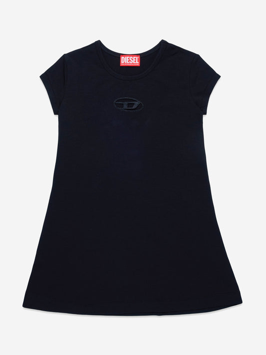 Girls Oval D T-Shirt Dress in Black
