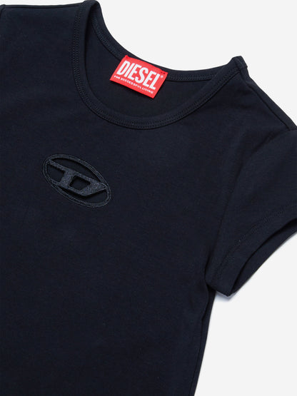 Girls Oval D T-Shirt Dress in Black