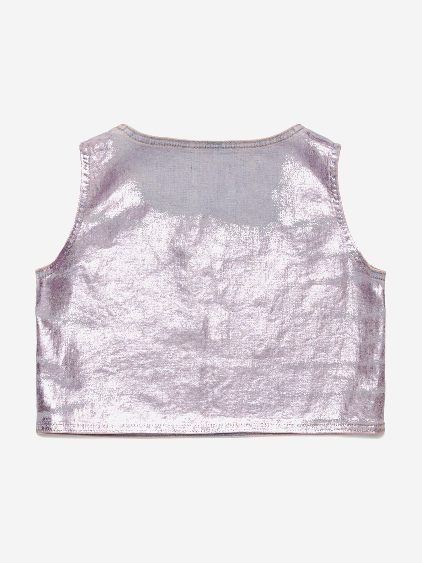 Girls Metallic Coated Sleeveless Top in Pink