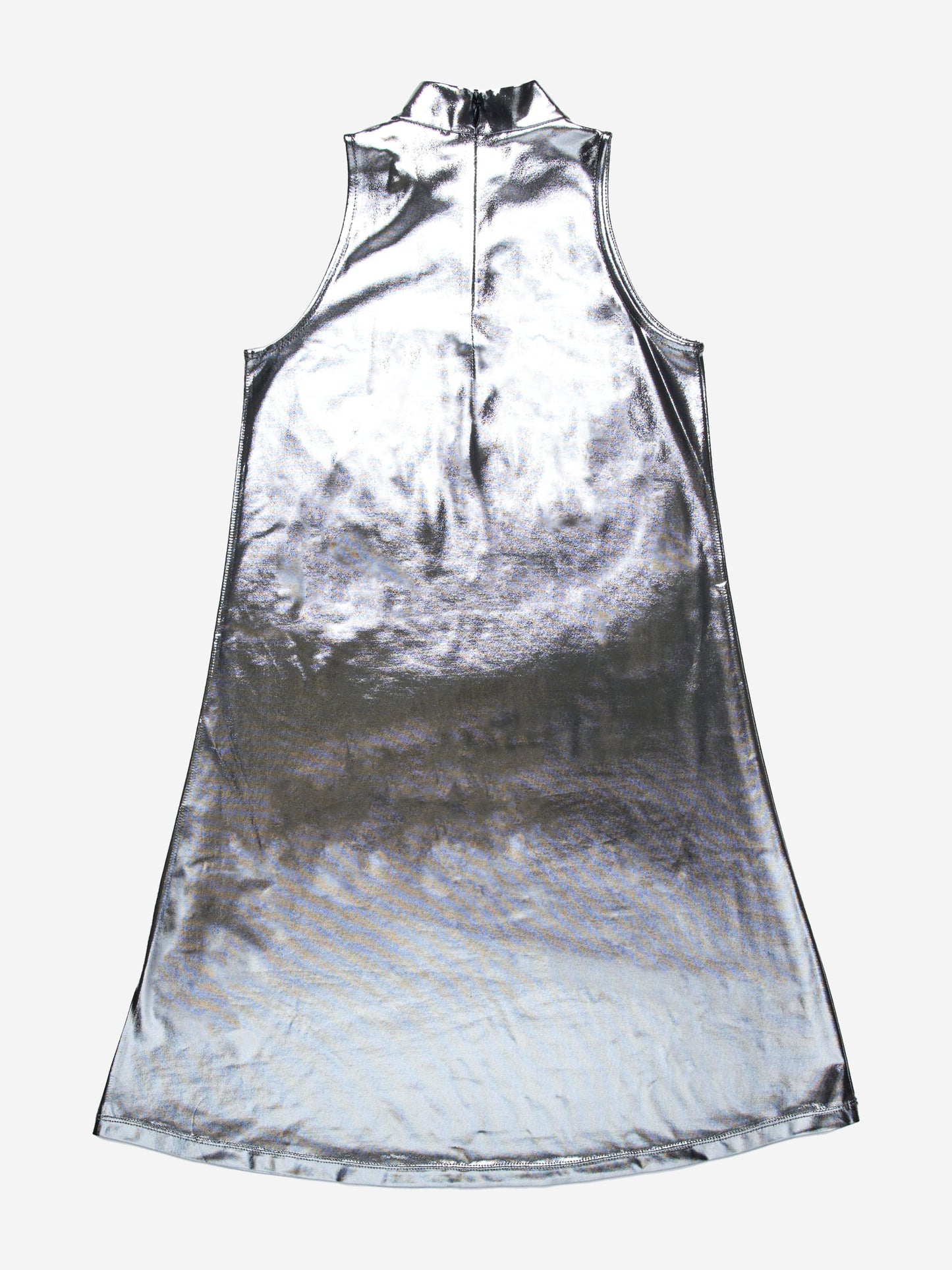 Girls Metallic Sleeveless Dress in Silver