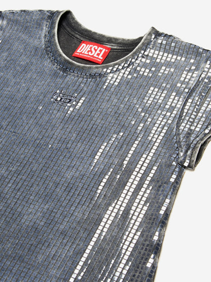 Girls Sequin Effect T-Shirt Dress in Black
