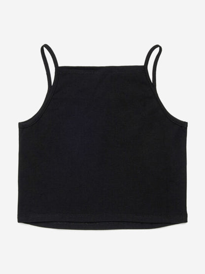 Girls Oval D Sleeveless Top in Black