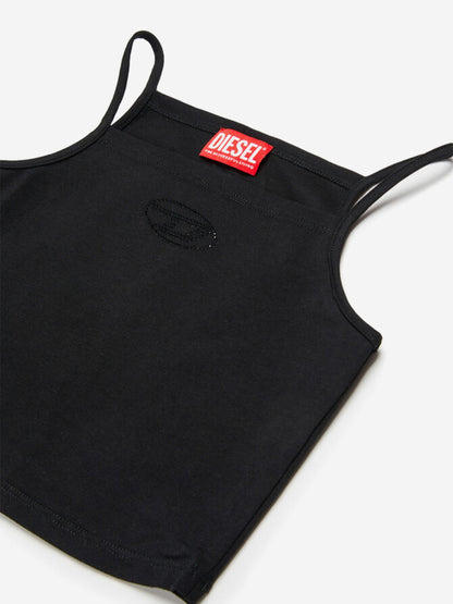 Girls Oval D Sleeveless Top in Black