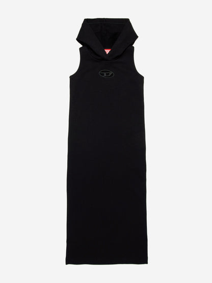 Girls Sleeveless Hooded Dress in Black