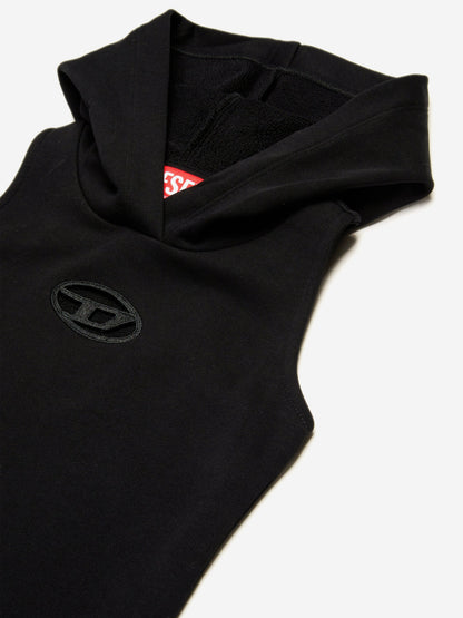 Girls Sleeveless Hooded Dress in Black