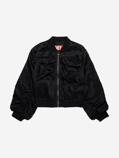 Girls Shiny Bomber Jacket in Black