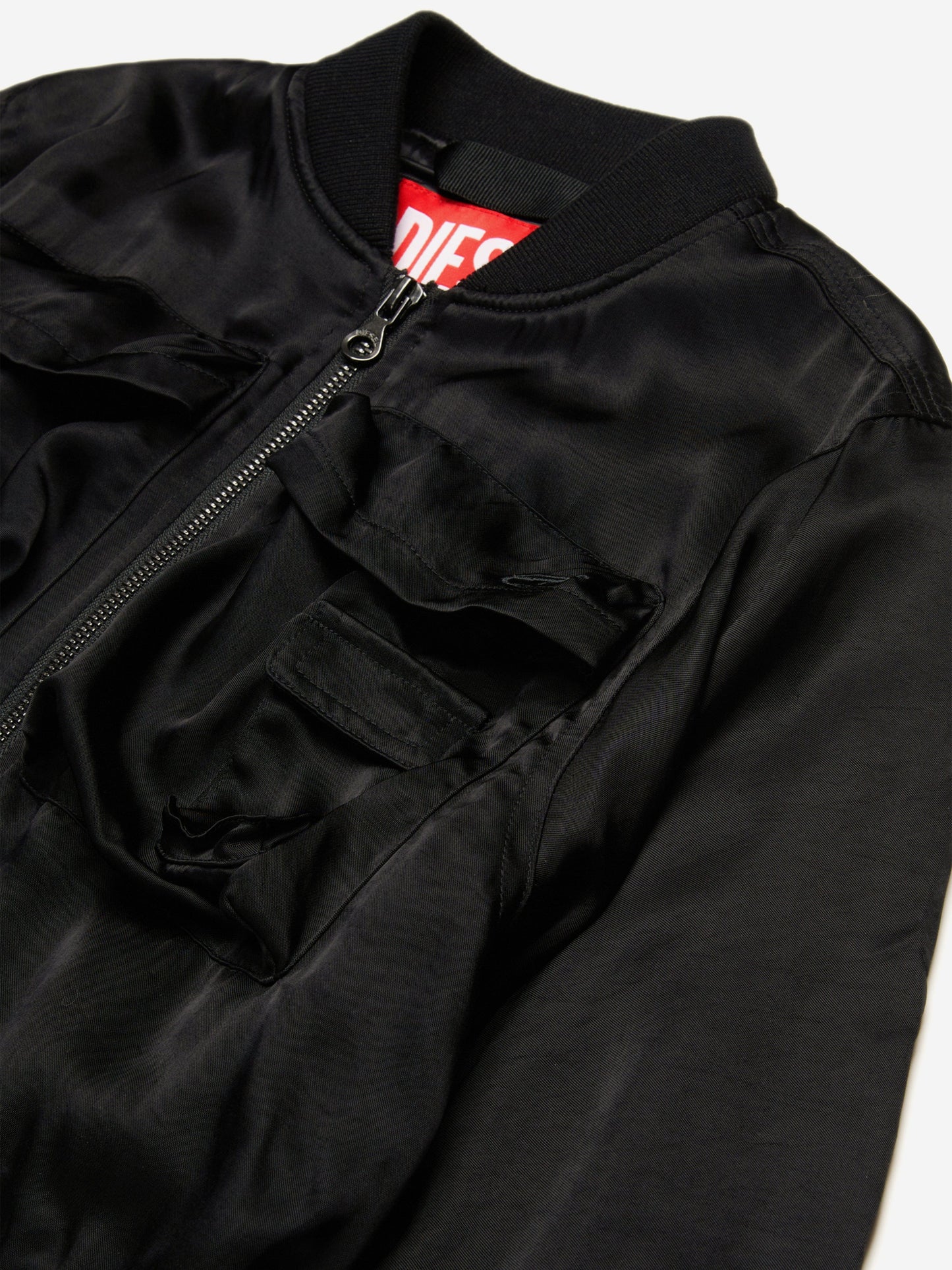 Girls Shiny Bomber Jacket in Black