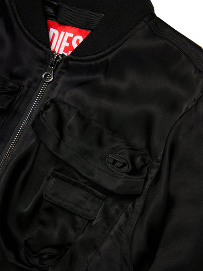 Girls Shiny Bomber Jacket in Black