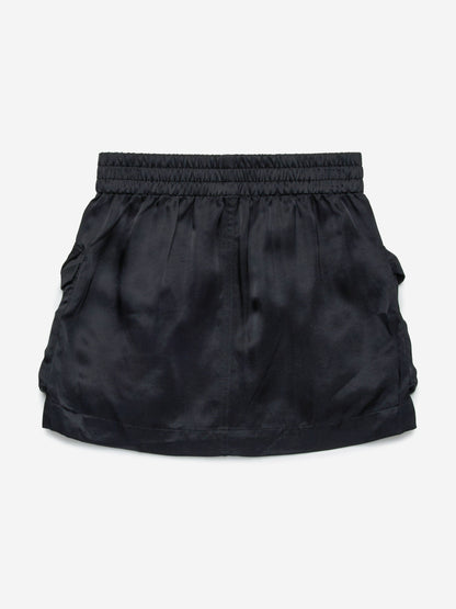 Girls Shiny Cargo Skirt in Black