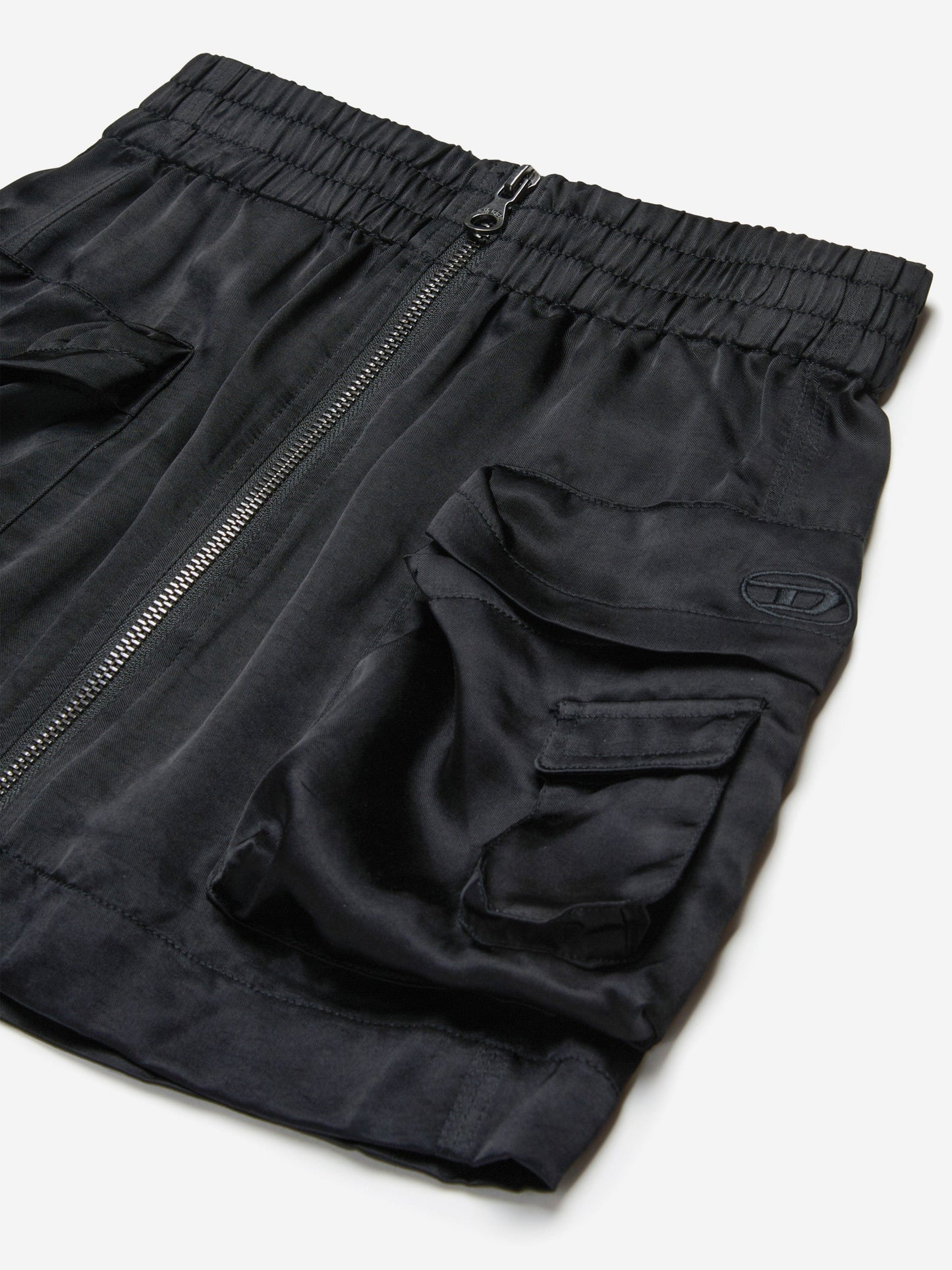 Girls Shiny Cargo Skirt in Black
