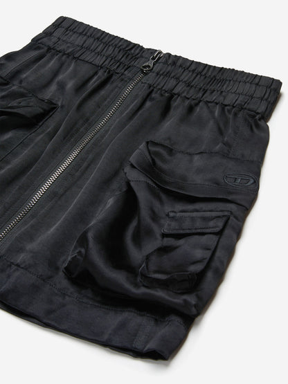 Girls Shiny Cargo Skirt in Black