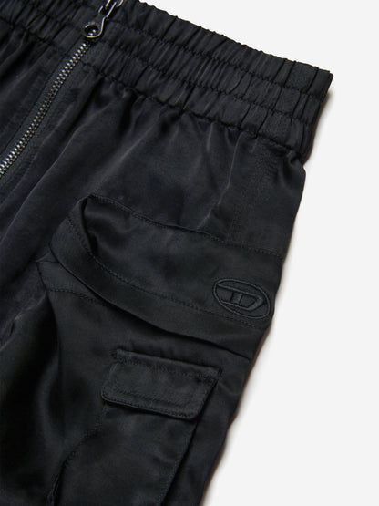 Girls Shiny Cargo Skirt in Black