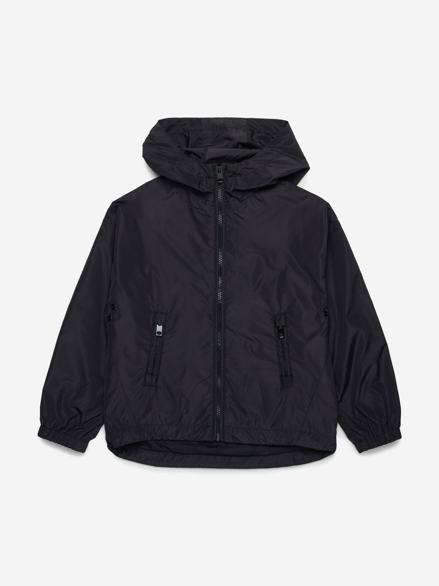 Boys Oval D Hooded Windbreaker in Black