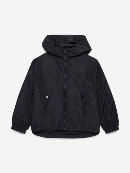 Boys Oval D Hooded Windbreaker in Black