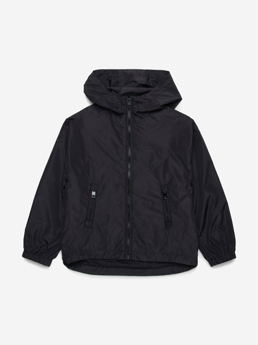 Boys Oval D Hooded Windbreaker in Black