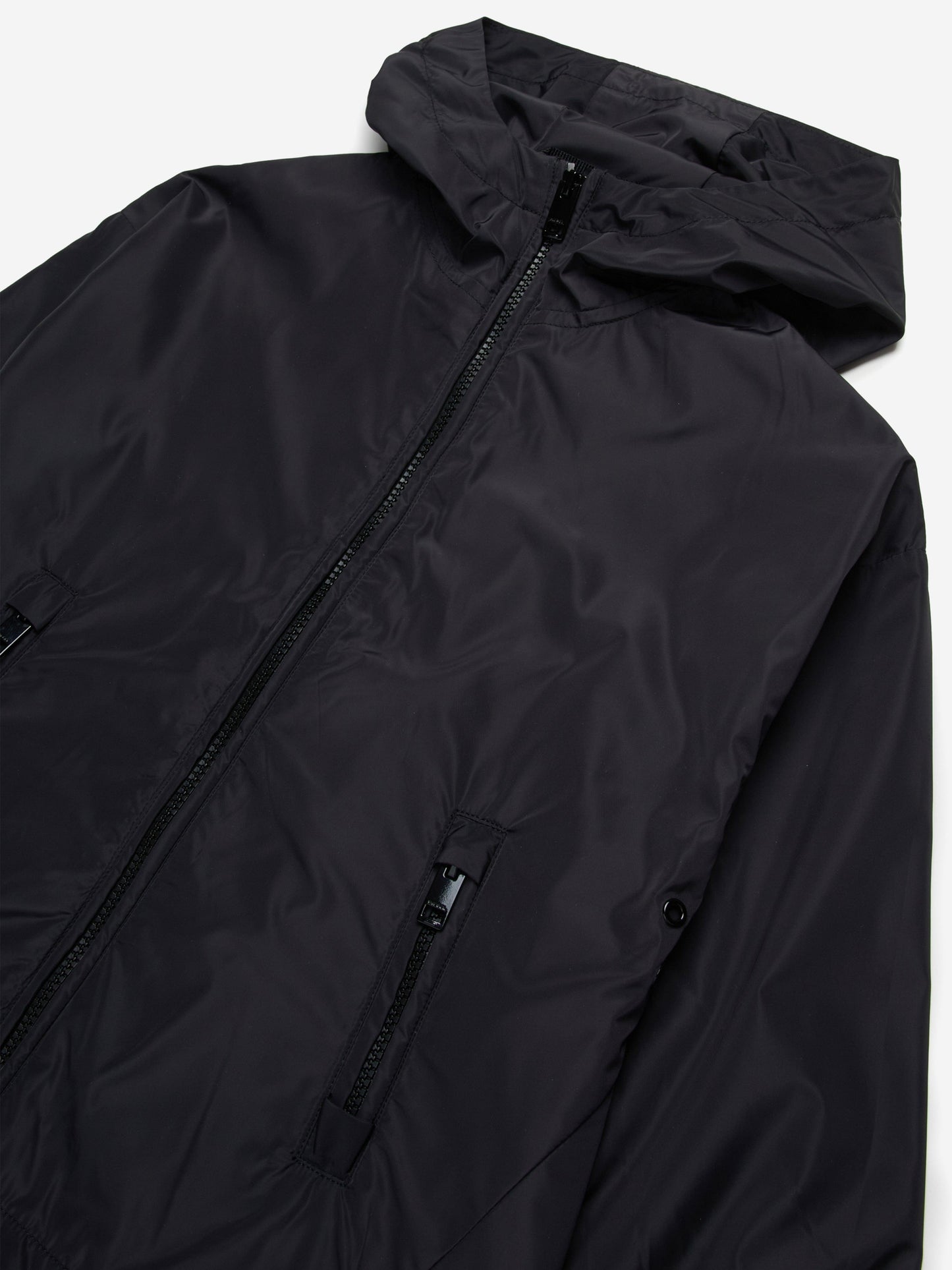 Boys Oval D Hooded Windbreaker in Black