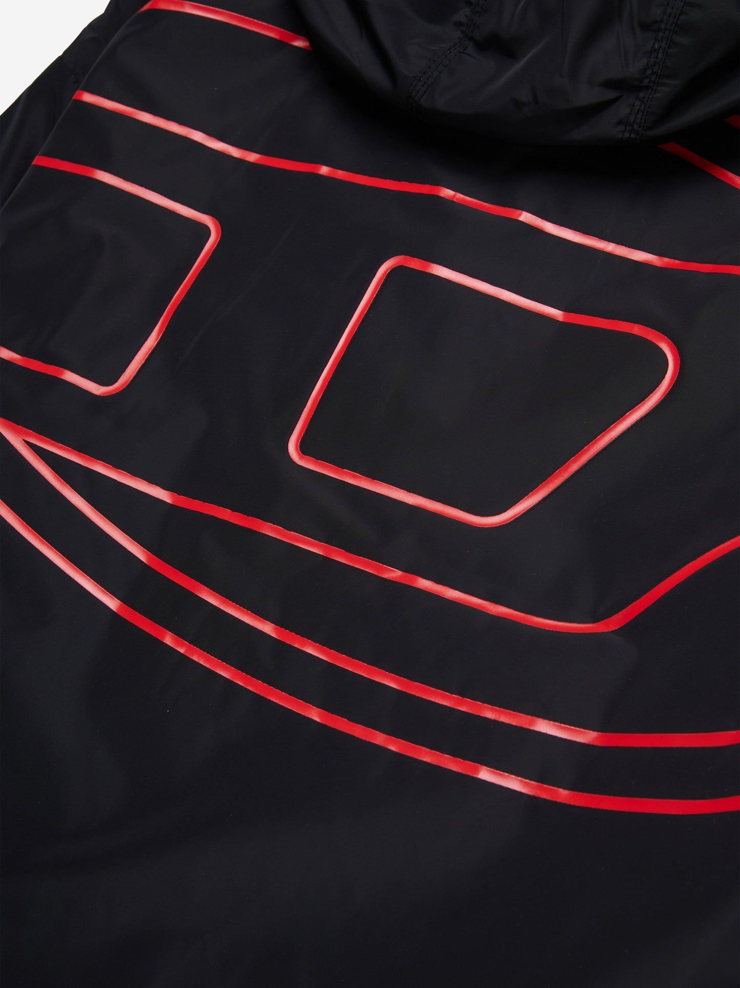 Boys Oval D Hooded Windbreaker in Black