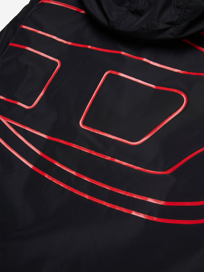 Boys Oval D Hooded Windbreaker in Black
