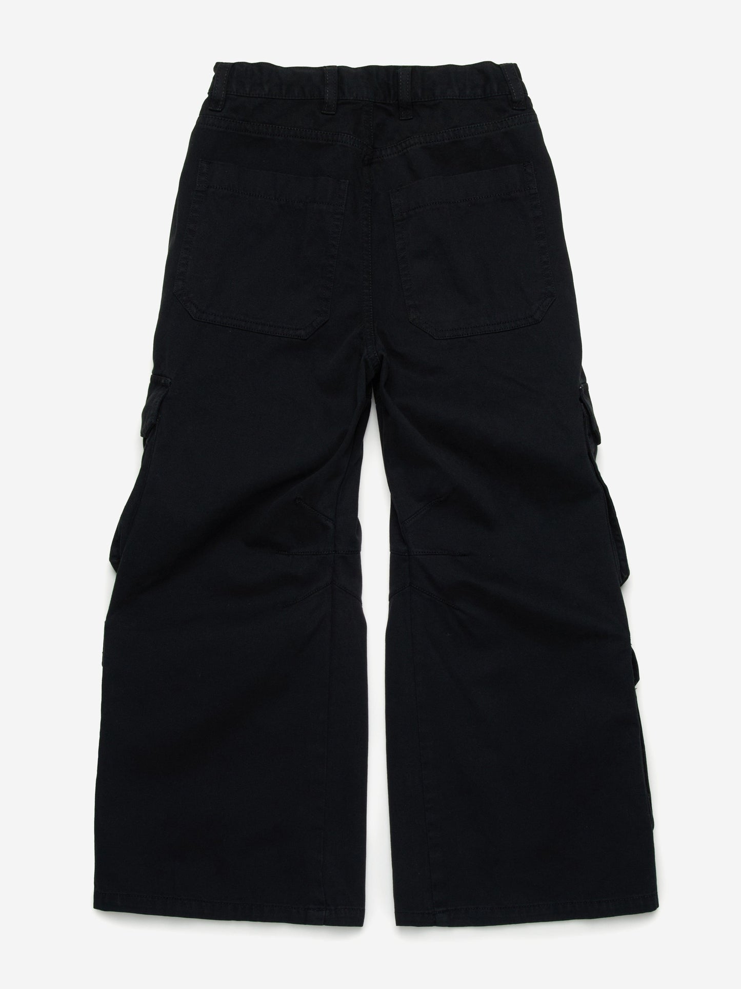 Girls Wide Leg Cargo Trousers in Black