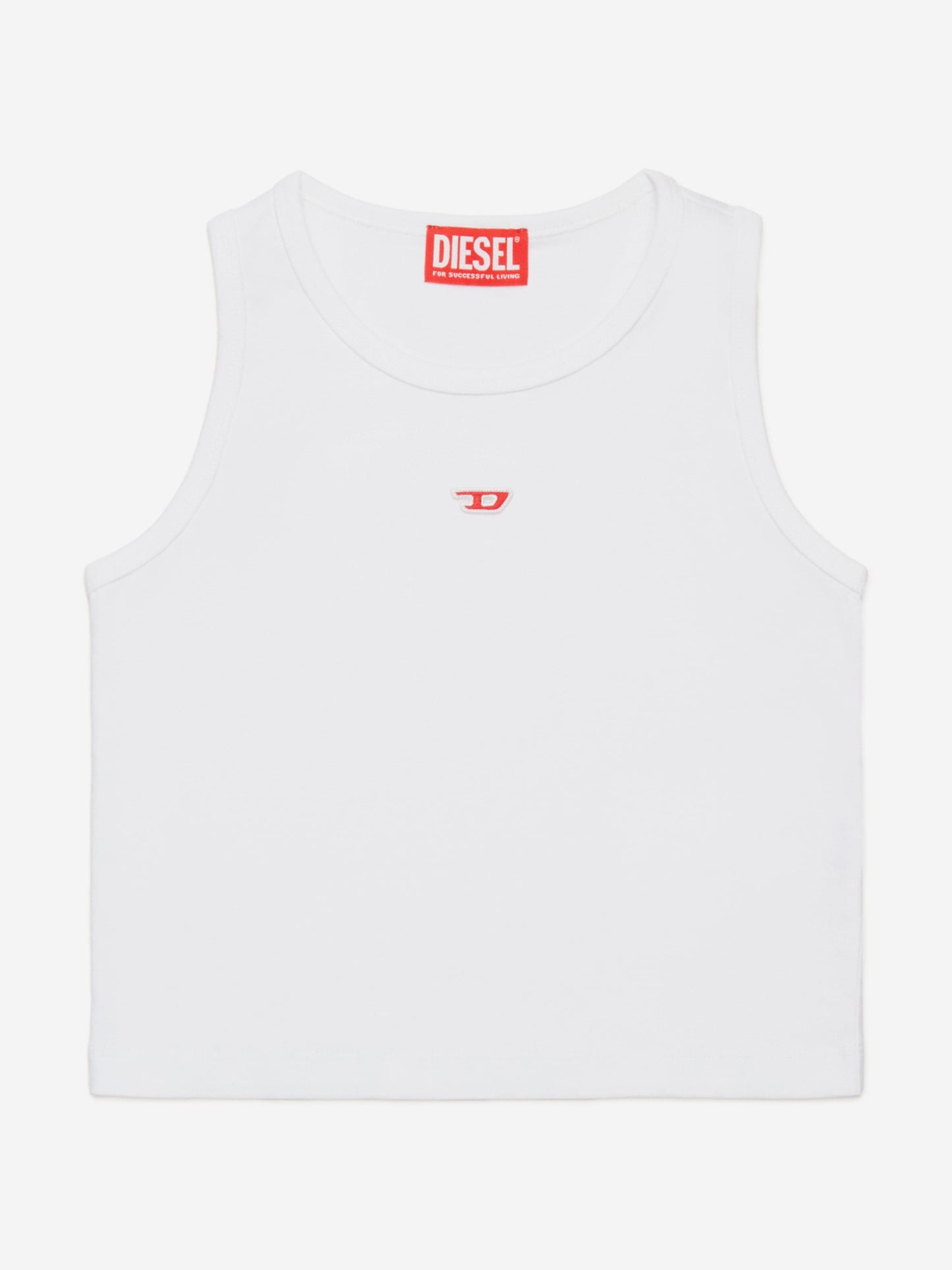 Girls D Logo Sleeveless Top in White
