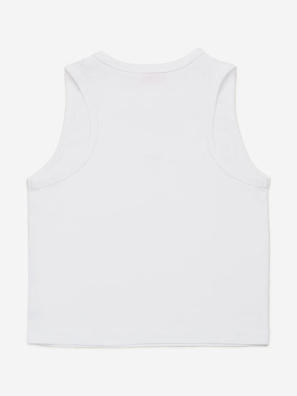 Girls D Logo Sleeveless Top in White