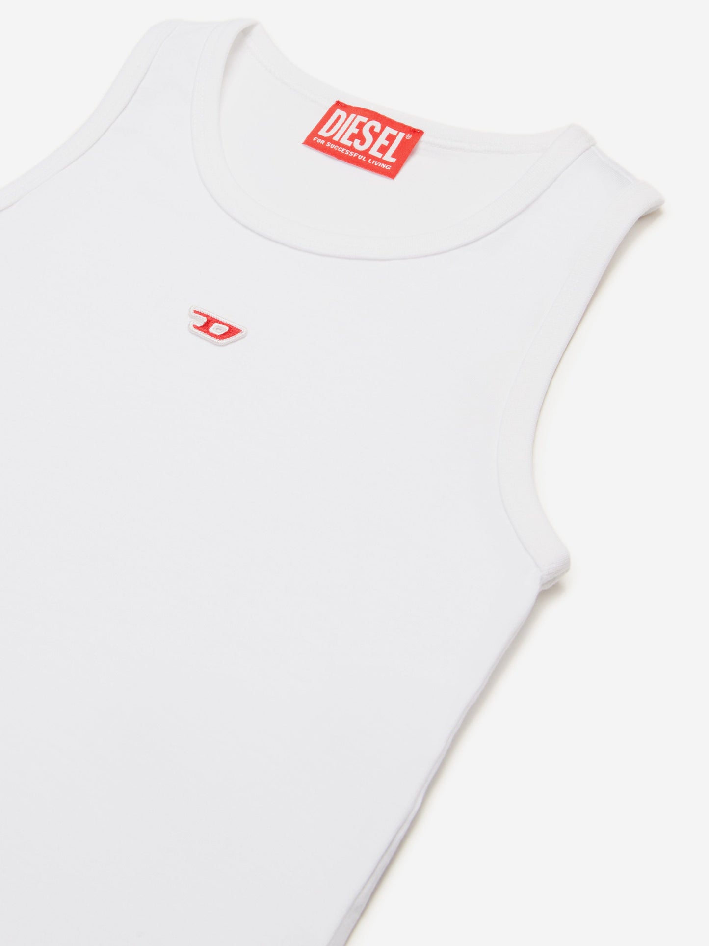 Girls D Logo Sleeveless Top in White
