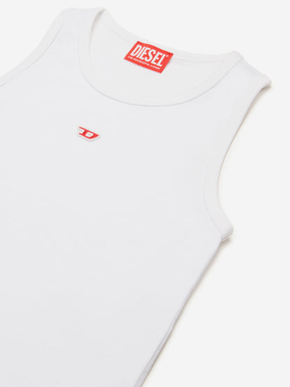 Girls D Logo Sleeveless Top in White