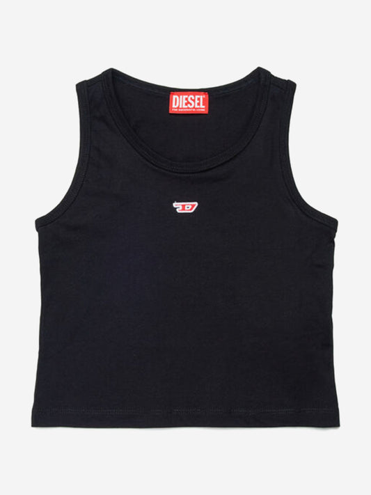 Girls D Logo Sleeveless Top in Black